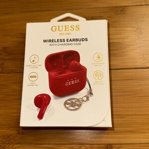 GUESS Red Wireless Earbuds with Charging Case